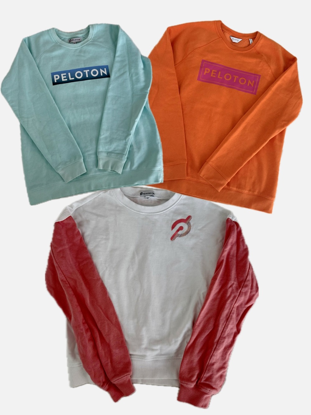 Peloton Sweatshirts 3-pack - Mint, Orange, White/Coral